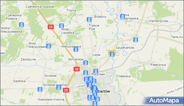 mapa Lisów gmina Lubartów, Lisów gmina Lubartów na mapie Targeo