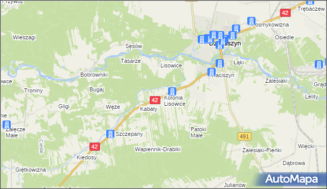 mapa Lisowice-Kolonia, Lisowice-Kolonia na mapie Targeo