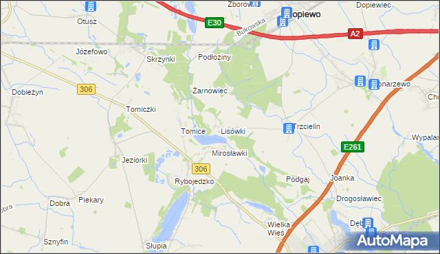 mapa Lisówki, Lisówki na mapie Targeo