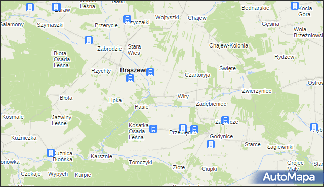 mapa Lisy gmina Brąszewice, Lisy gmina Brąszewice na mapie Targeo