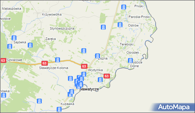 mapa Liszna gmina Sławatycze, Liszna gmina Sławatycze na mapie Targeo