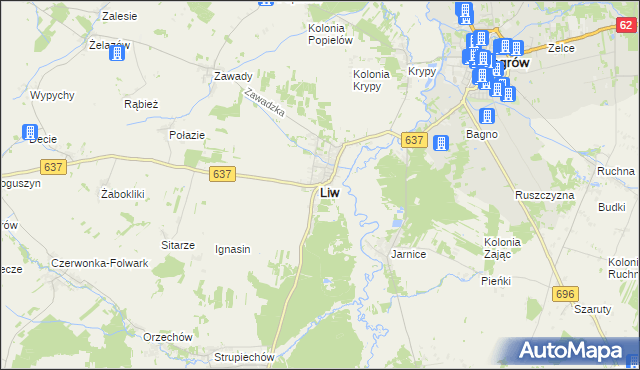 mapa Liw, Liw na mapie Targeo