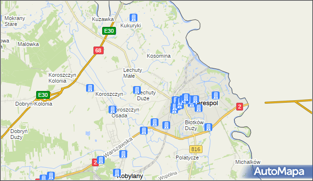 mapa Łobaczew Duży, Łobaczew Duży na mapie Targeo