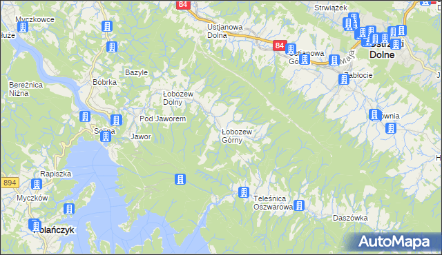 mapa Łobozew Górny, Łobozew Górny na mapie Targeo