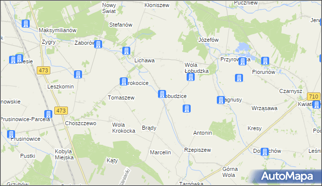 mapa Łobudzice gmina Szadek, Łobudzice gmina Szadek na mapie Targeo