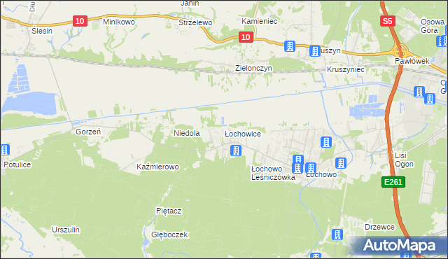 mapa Łochowice gmina Białe Błota, Łochowice gmina Białe Błota na mapie Targeo