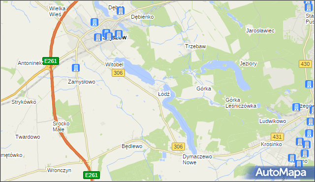 mapa Łódź gmina Stęszew, Łódź gmina Stęszew na mapie Targeo
