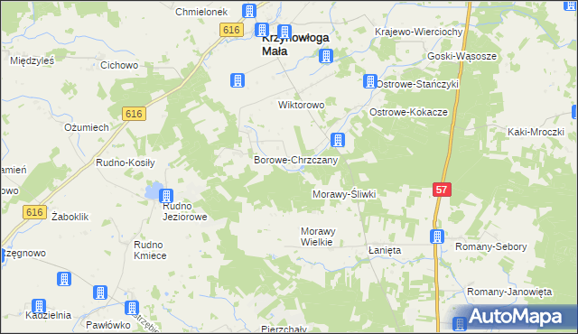 mapa Łoje gmina Krzynowłoga Mała, Łoje gmina Krzynowłoga Mała na mapie Targeo