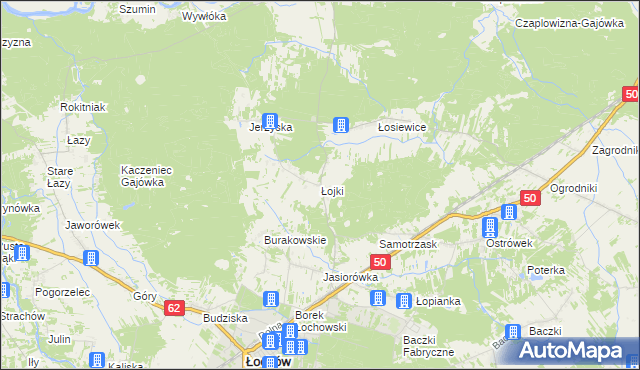 mapa Łojki gmina Łochów, Łojki gmina Łochów na mapie Targeo