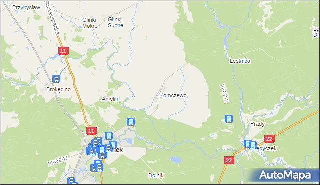 mapa Łomczewo, Łomczewo na mapie Targeo