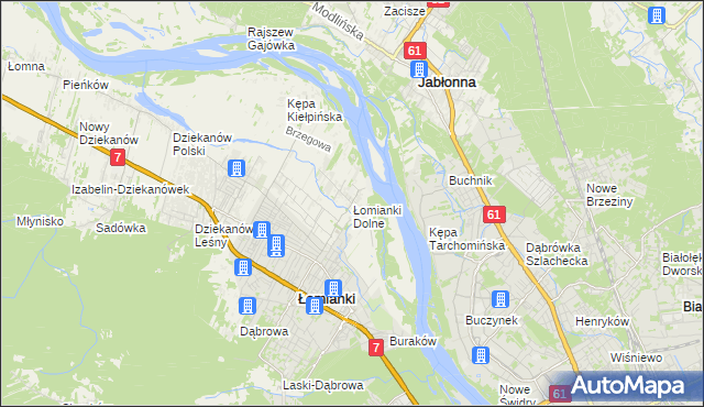 mapa Łomianki Dolne, Łomianki Dolne na mapie Targeo