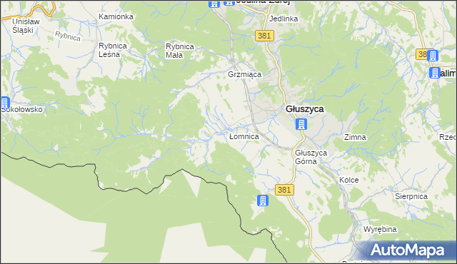 mapa Łomnica gmina Głuszyca, Łomnica gmina Głuszyca na mapie Targeo