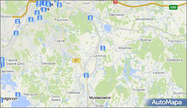 mapa Łomnica gmina Mysłakowice, Łomnica gmina Mysłakowice na mapie Targeo