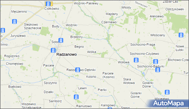 mapa Łoniewo gmina Radzanowo, Łoniewo gmina Radzanowo na mapie Targeo