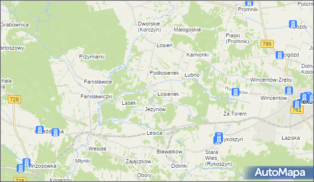 mapa Łosienek, Łosienek na mapie Targeo