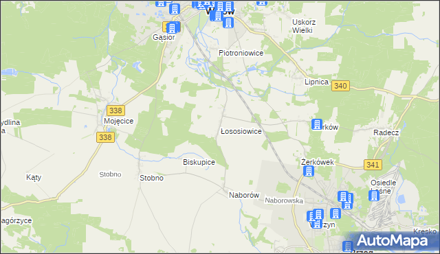 mapa Łososiowice, Łososiowice na mapie Targeo