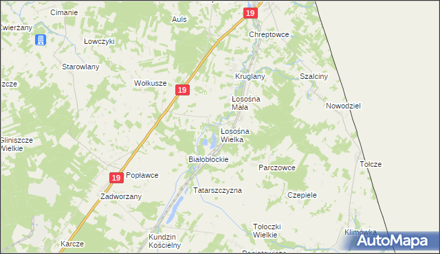 mapa Łosośna Wielka, Łosośna Wielka na mapie Targeo