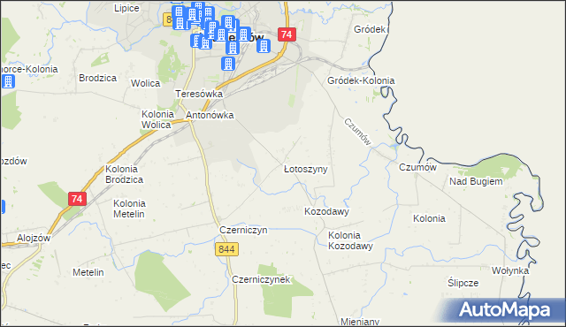 mapa Łotoszyny, Łotoszyny na mapie Targeo