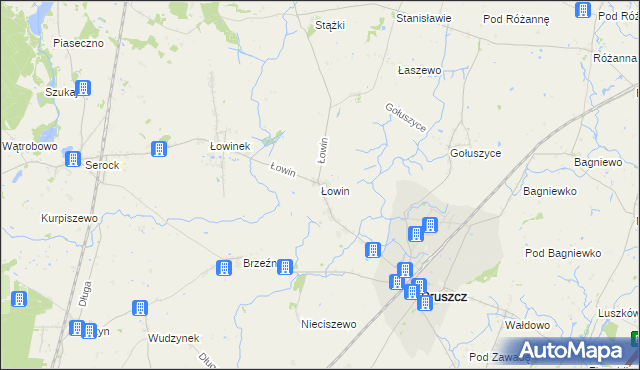 mapa Łowin, Łowin na mapie Targeo