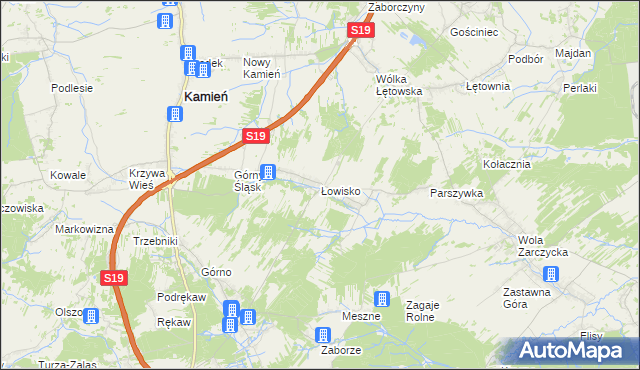 mapa Łowisko, Łowisko na mapie Targeo