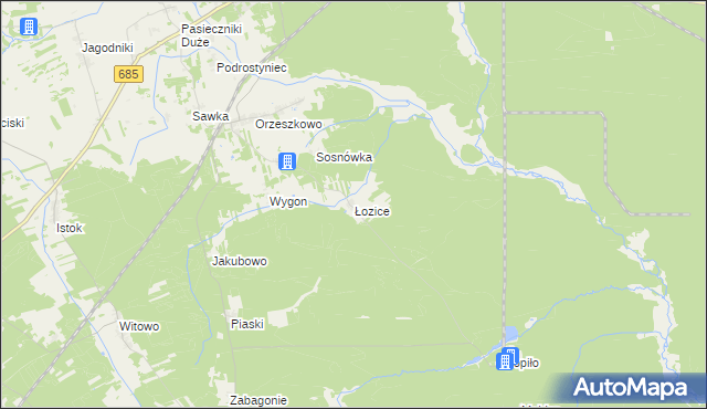mapa Łozice gmina Hajnówka, Łozice gmina Hajnówka na mapie Targeo