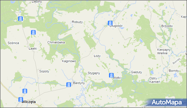 mapa Łozy gmina Płoskinia, Łozy gmina Płoskinia na mapie Targeo