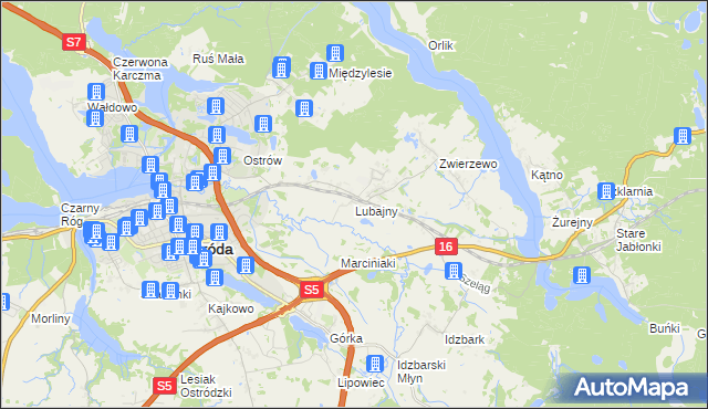 mapa Lubajny, Lubajny na mapie Targeo