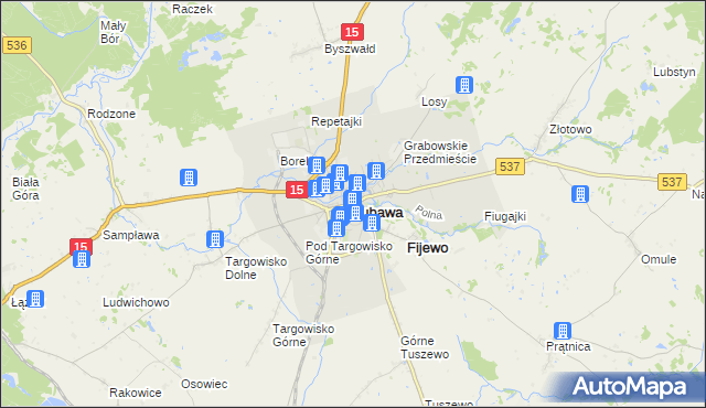 mapa Lubawa, Lubawa na mapie Targeo