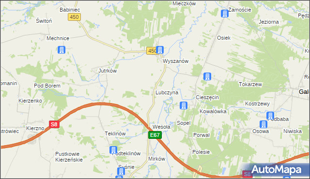 mapa Lubczyna gmina Wieruszów, Lubczyna gmina Wieruszów na mapie Targeo