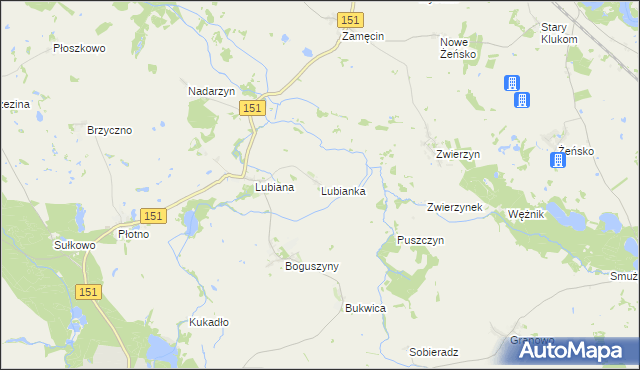 mapa Lubianka gmina Pełczyce, Lubianka gmina Pełczyce na mapie Targeo