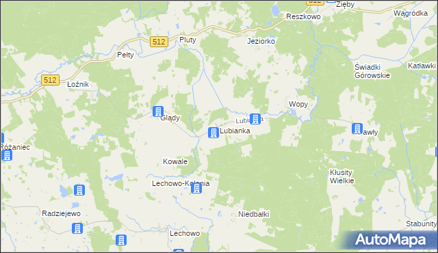 mapa Lubianka gmina Pieniężno, Lubianka gmina Pieniężno na mapie Targeo