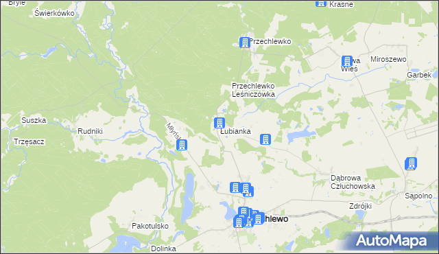 mapa Łubianka gmina Przechlewo, Łubianka gmina Przechlewo na mapie Targeo