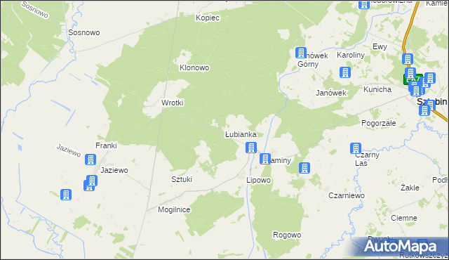 mapa Łubianka gmina Sztabin, Łubianka gmina Sztabin na mapie Targeo