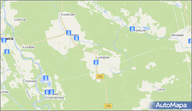 mapa Lubiatów gmina Dąbie, Lubiatów gmina Dąbie na mapie Targeo