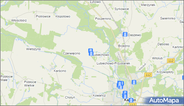 mapa Lubiechowo gmina Karlino, Lubiechowo gmina Karlino na mapie Targeo