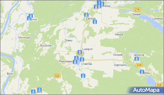 mapa Lubięcin, Lubięcin na mapie Targeo