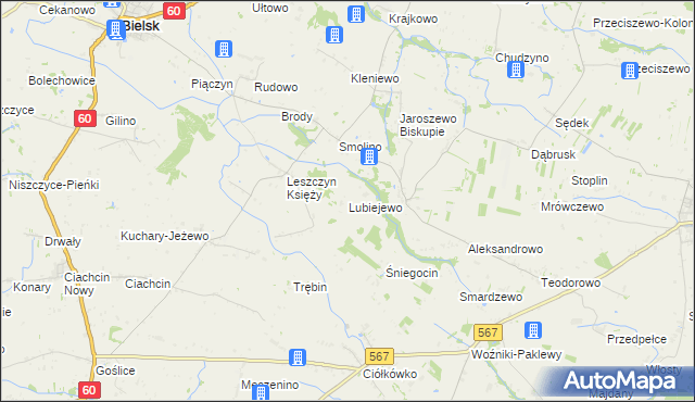mapa Lubiejewo, Lubiejewo na mapie Targeo