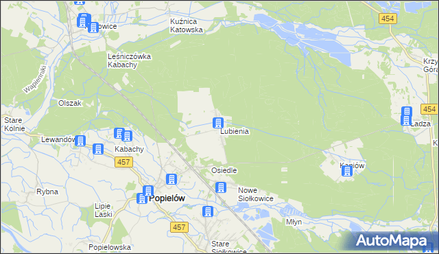 mapa Lubienia gmina Popielów, Lubienia gmina Popielów na mapie Targeo