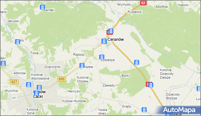 mapa Lubiesza, Lubiesza na mapie Targeo