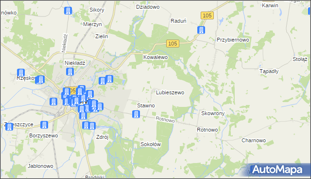 mapa Lubieszewo gmina Gryfice, Lubieszewo gmina Gryfice na mapie Targeo