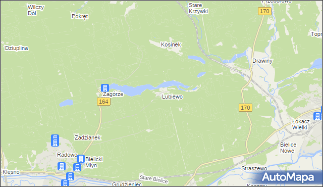 mapa Lubiewo gmina Drezdenko, Lubiewo gmina Drezdenko na mapie Targeo