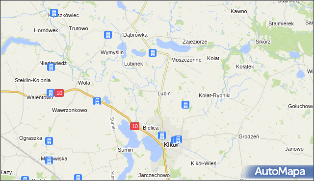 mapa Lubin gmina Kikół, Lubin gmina Kikół na mapie Targeo