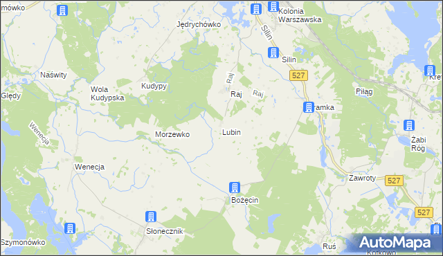 mapa Lubin gmina Morąg, Lubin gmina Morąg na mapie Targeo