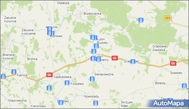 mapa Łubin Kościelny, Łubin Kościelny na mapie Targeo