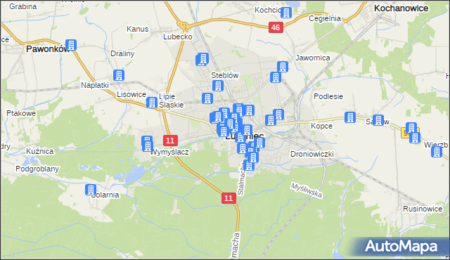 mapa Lubliniec, Lubliniec na mapie Targeo