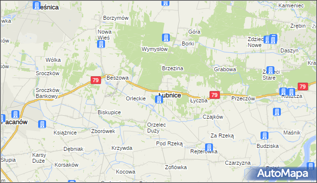 mapa Łubnice powiat staszowski, Łubnice powiat staszowski na mapie Targeo