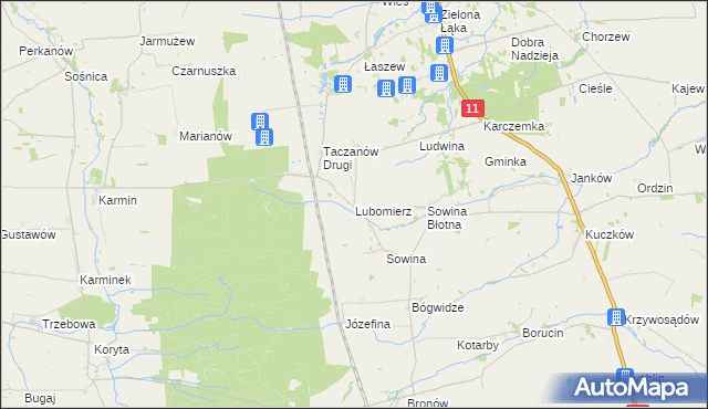 mapa Lubomierz gmina Pleszew, Lubomierz gmina Pleszew na mapie Targeo