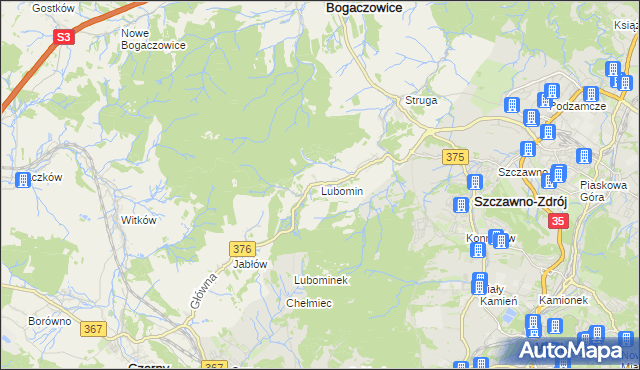 mapa Lubomin gmina Stare Bogaczowice, Lubomin gmina Stare Bogaczowice na mapie Targeo