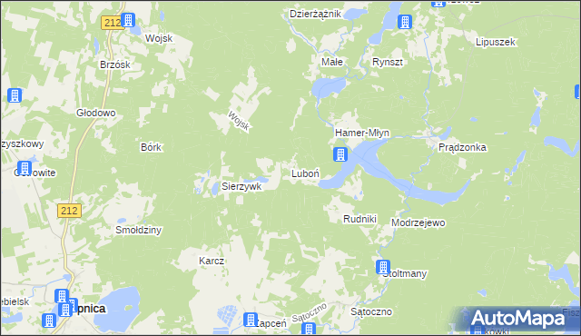 mapa Luboń gmina Lipnica, Luboń gmina Lipnica na mapie Targeo