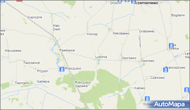 mapa Lubonia gmina Krzemieniewo, Lubonia gmina Krzemieniewo na mapie Targeo